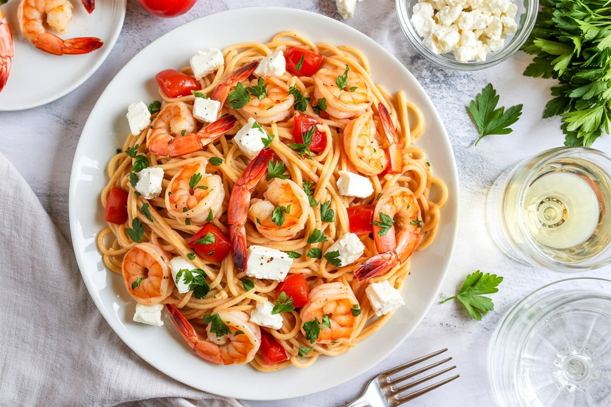 Delicious Greek Shrimp Pasta Recipe – Flavorful and Easy Weeknight Dinner