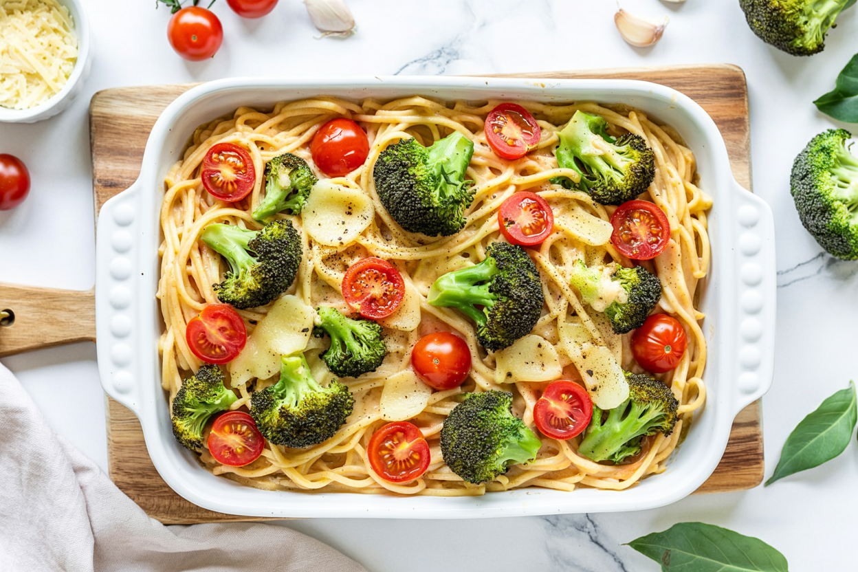 Creamy Baked Lemon Chicken Spaghetti Primavera – A Bright, Comforting Weeknight Bake