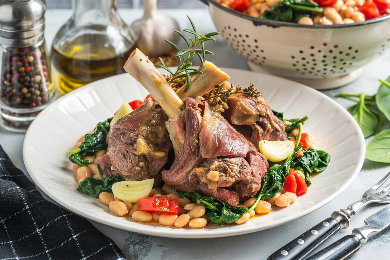Delicious Broiled Lamb Loin Chops with Shallot Marinade & Sautéed Spinach