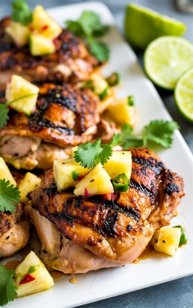 Chili Rubbed Pork Chops with Grilled Pineapple Salsa 🌶️🍍 – Sweet, Spicy & Grill-Perfect