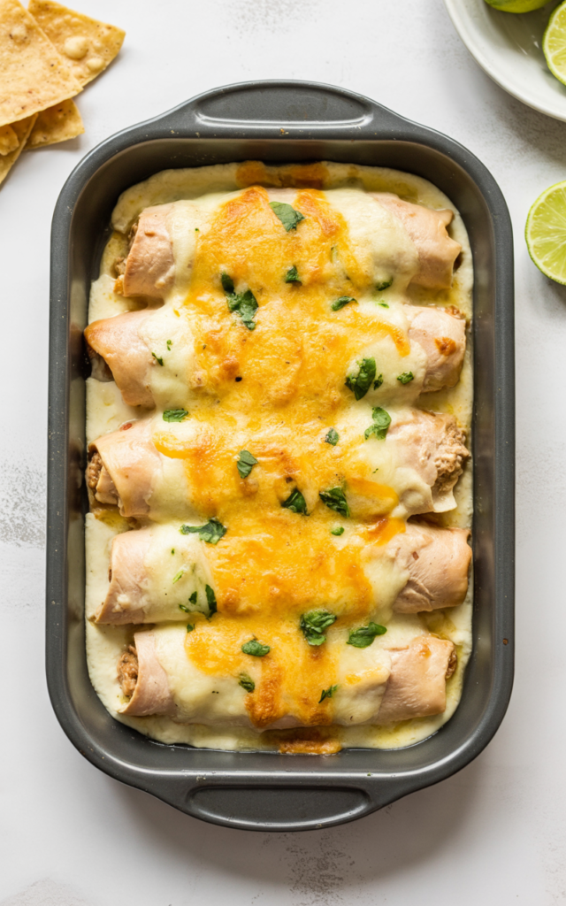Creamy Chicken Spinach and Mushroom Enchiladas – Cozy, Cheesy, and Loaded with Flavor