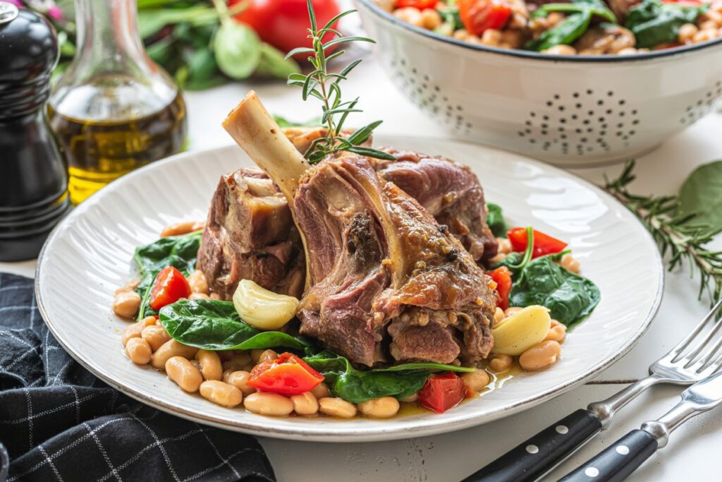 Delicious Broiled Lamb Loin Chops with Shallot Marinade & Sautéed Spinach