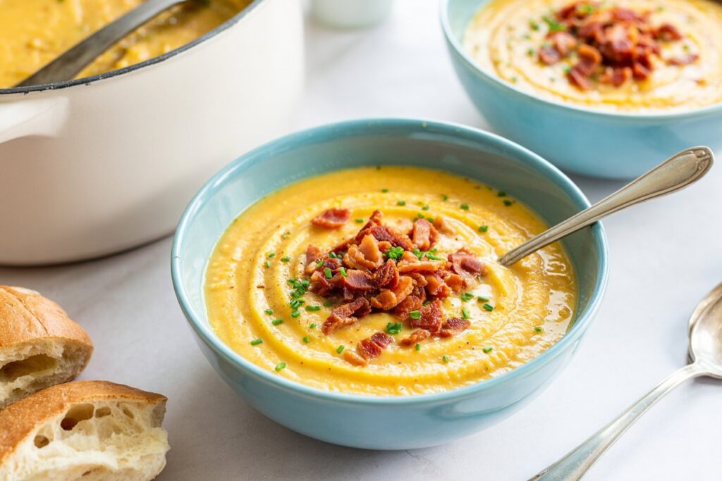 Creamy Butternut Squash and Potato Soup with Crispy Bacon – Cozy Fall Favorite