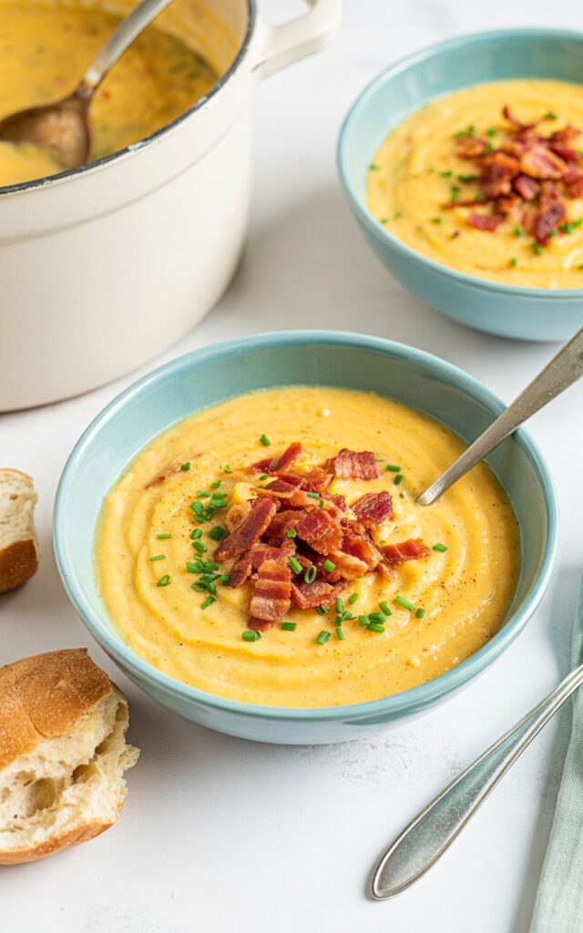 Creamy Butternut Squash and Potato Soup with Crispy Bacon – Cozy Fall Favorite