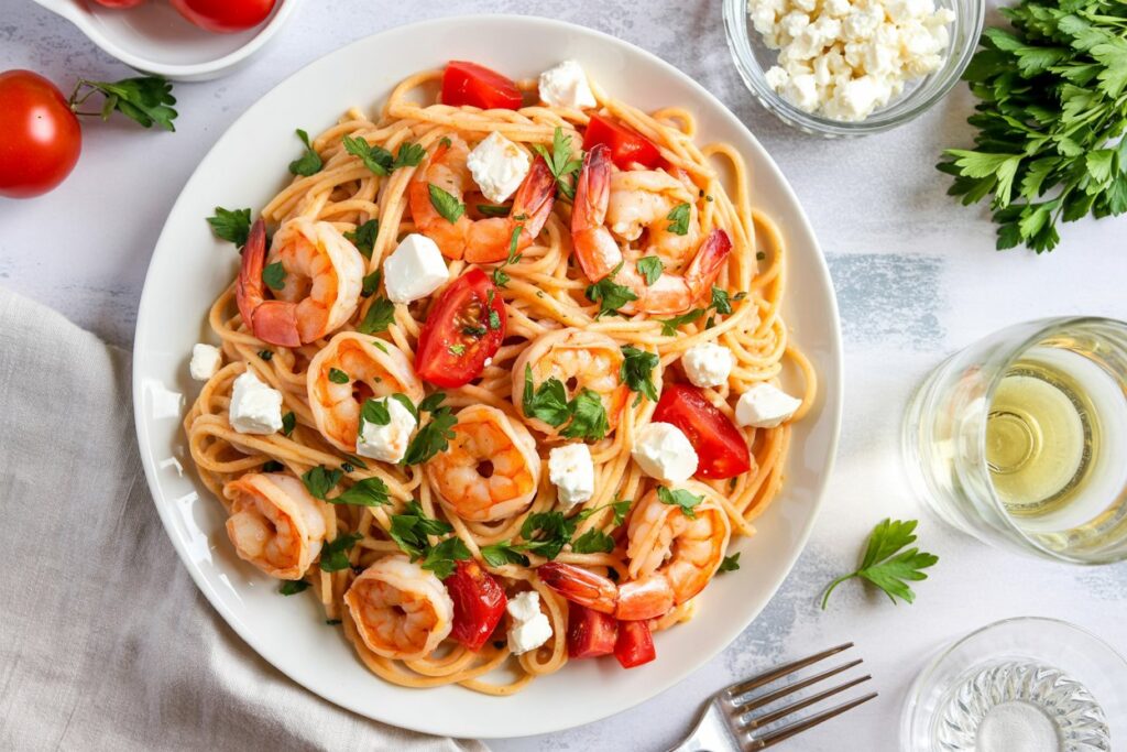 Delicious Greek Shrimp Pasta Recipe - Flavorful and Easy Weeknight Dinner