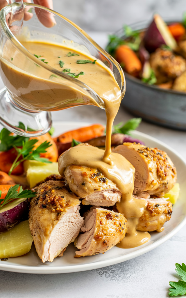 Cozy Easy Roast Chicken Dinner with Root Vegetables & Homemade Gravy