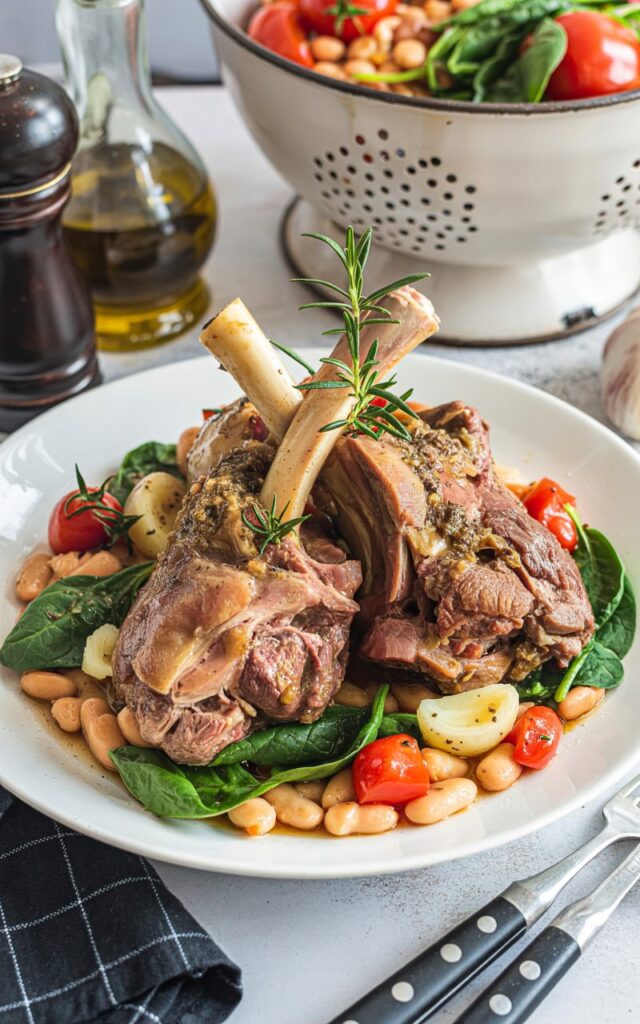 Delicious Broiled Lamb Loin Chops with Shallot Marinade & Sautéed Spinach