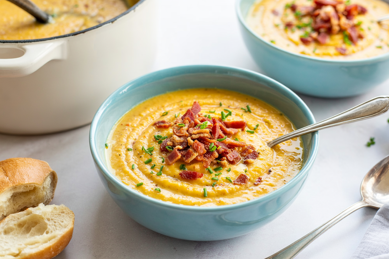 Creamy Butternut Squash and Potato Soup with Crispy Bacon – Cozy Fall Favorite