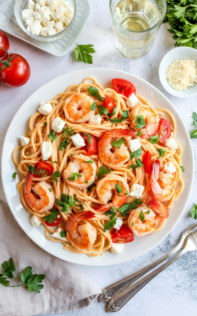Delicious Greek Shrimp Pasta Recipe - Flavorful and Easy Weeknight Dinner