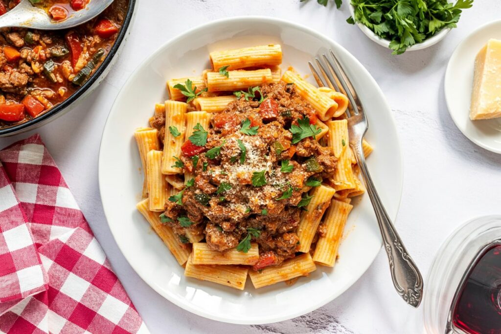 Garden Veggie Bolognese Pasta ๐ฑ๐ โ A Fresh Twist on Classic Comfort