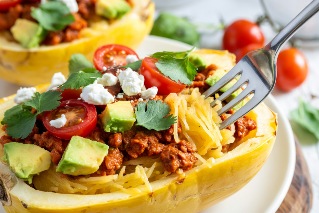 Spaghetti Squash with Meat Sauce – A Low-Carb Comfort Classic with a Flavor Twist

